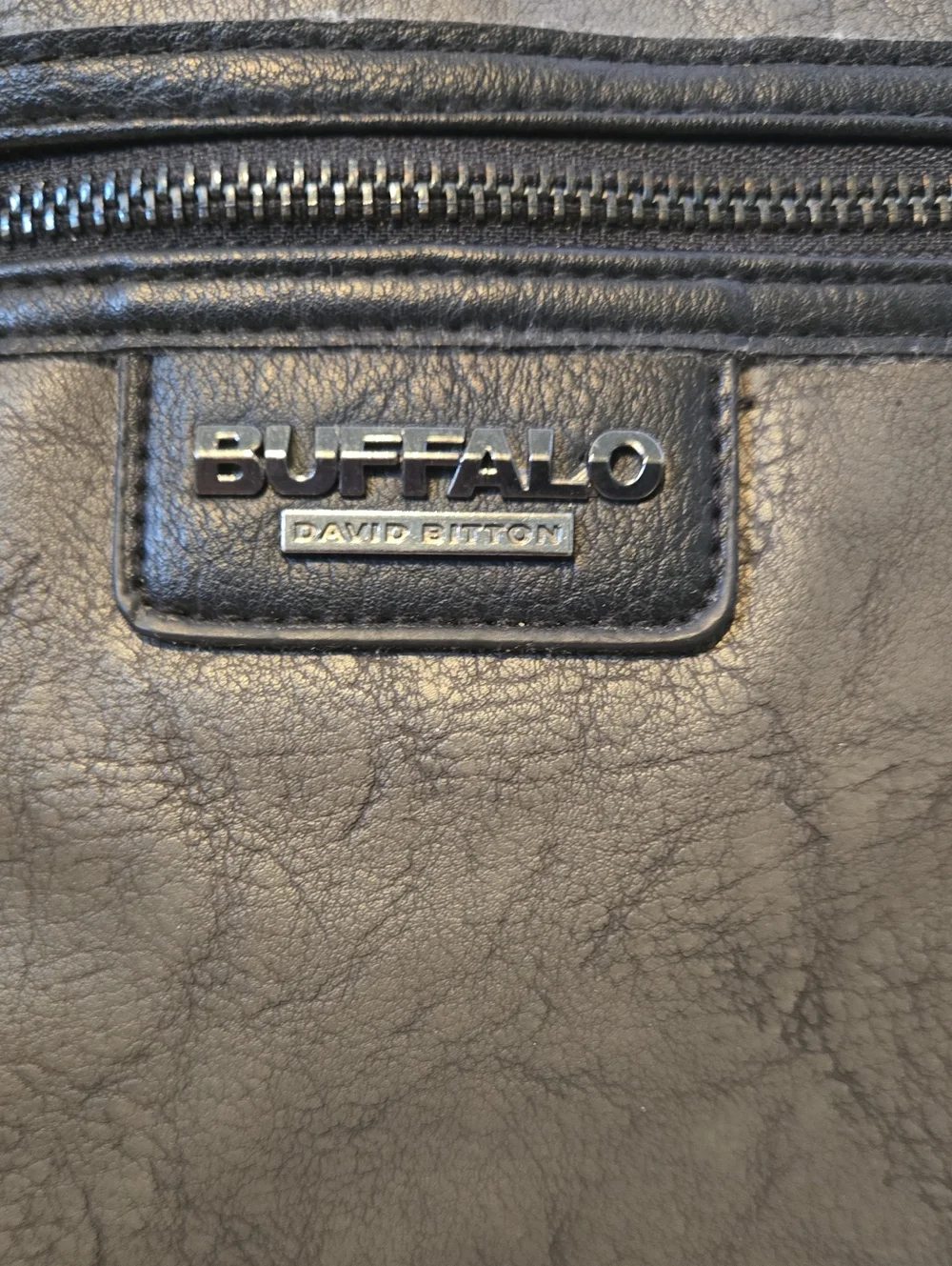 Buffalo David Bitton Grey Leather-Look Crossbody Messenger Bag